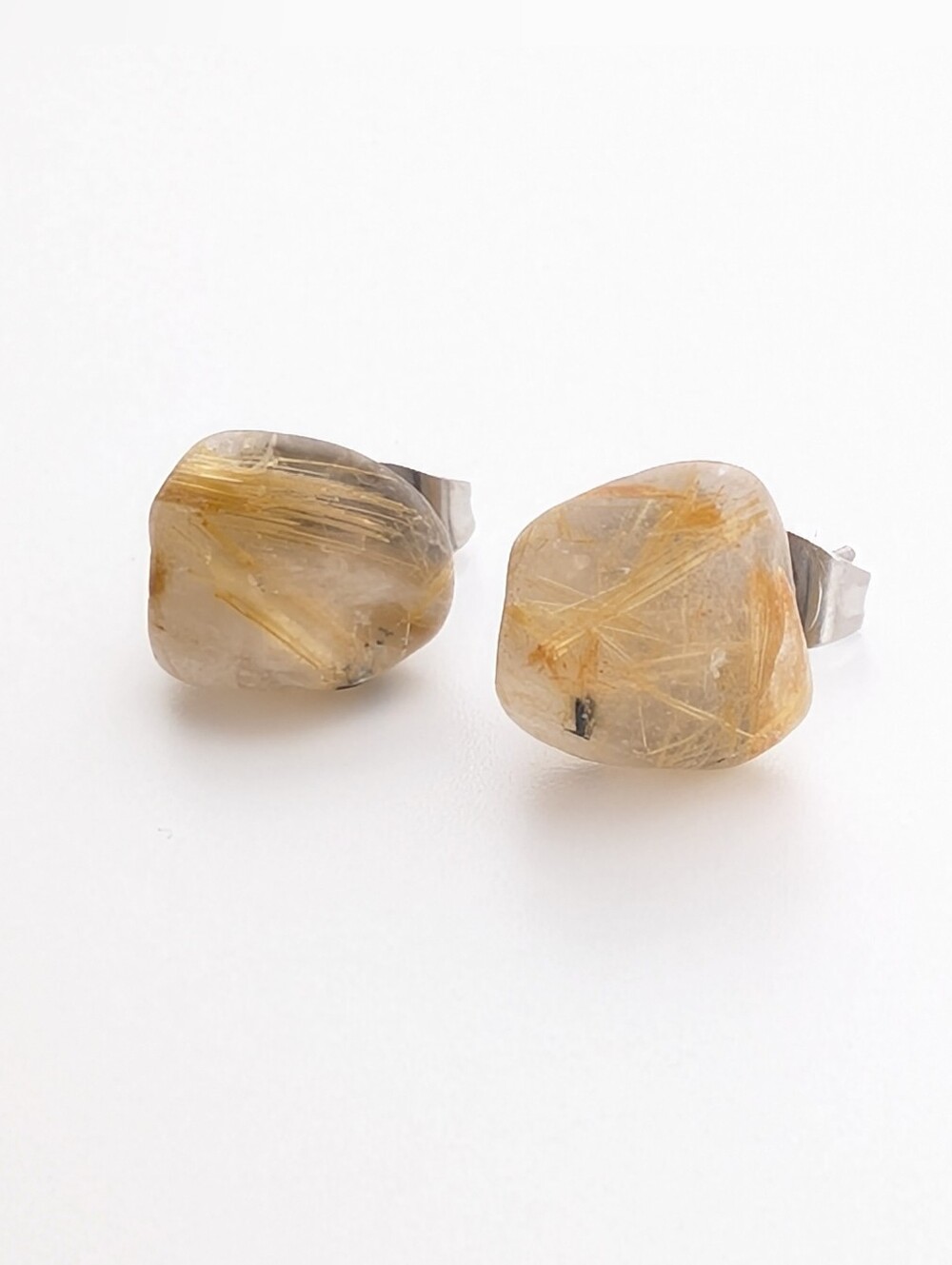 Honey Rutilated Quartz Gemstone Earrings - Picture 6 of 8